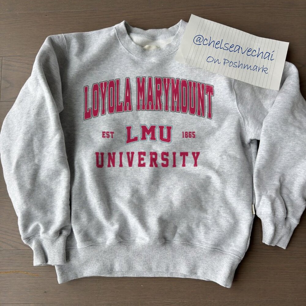 Gray Crewneck Sweatshirt LMU Loyola Marymount Logo Collegiate